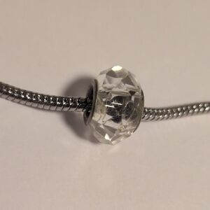 Silver Clear Faceted Charm for Pandora Style Bracelet